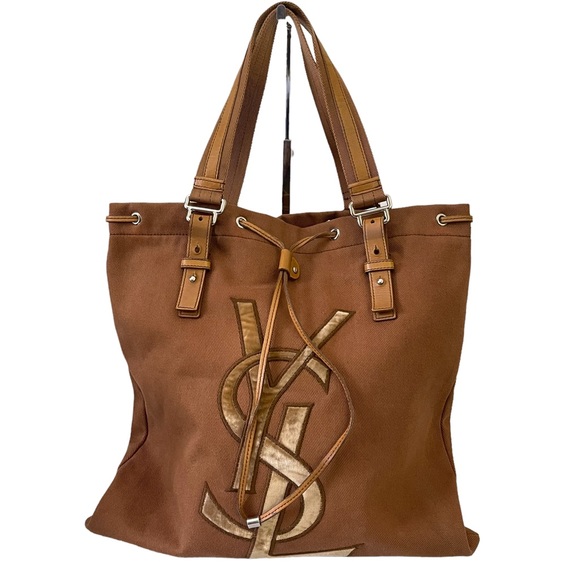 Yves Saint Laurent Handbags - YSL Yves Saint Laurent Brown Canvas Kahala Tote Bag